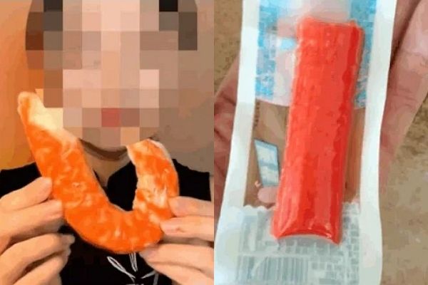 SNS 거짓·과대 광고에 속았다는 남성 사연이 알려졌다. 사진은 제보자가 SNS에서 본 대게살 광고(왼쪽)와 실제로 받은 일반 맛살의 모습. /사진=JTBC '사건반장' 캡처