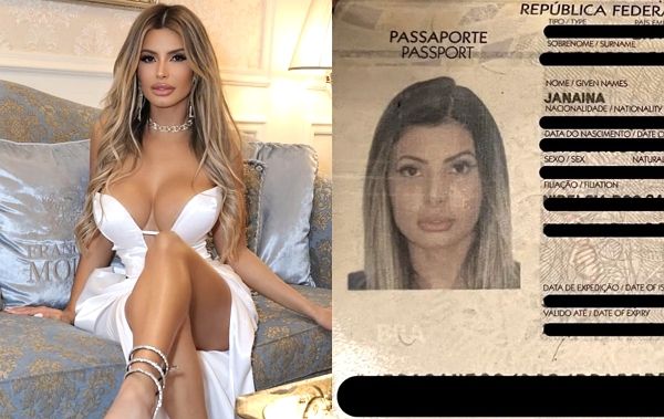 20차례 성형수술 받은 여성이 여권 사진과 얼굴이 다르다는 이유로 공항에서 조사를 받았다. 사진은 브라질 출신 모델이자 인플루언서인 자나이나 프라제레스(왼쪽)와 그의 여권 사진(오른쪽). /사진=뉴욕포스트 캡처