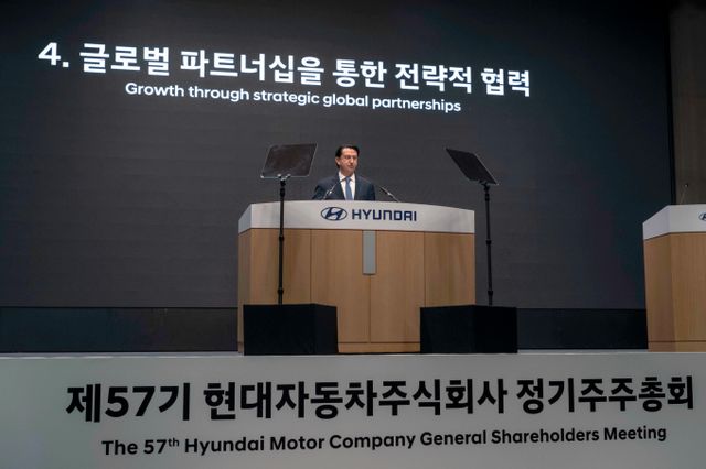 호세 무뇨스 현대자동차 사장이 20일 열린 현대차 주주총회에 참석해 미국 내 현지화 전략을 강화하겠다고 말했다./사진=현대차