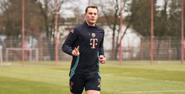 뮌헨의 수문장 마누엘 노이어가 훈련장에 복귀했다. 사진은 허벅지 근육 파열에서 돌아온 마누엘 노이어의 모습. /사진=바이에른 뮌헨 홈페이지 캡처