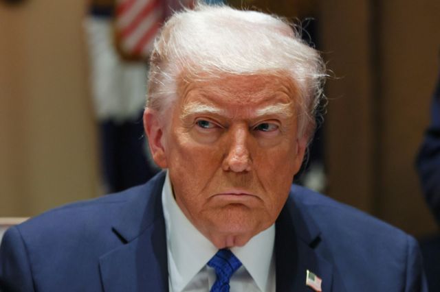 미국 정부가 다음달 2일 부과를 예고한 상호 관세를 2단계로 부과하는 방안과 최대 관세 50% 부과 방안을 검토하고 있다. 사진은 도널드 트럼프 미국 대통령이 지난 25일(현지시각) 미국 워싱턴D.C 백악관에서 회의하는 모습. /사진=로이터