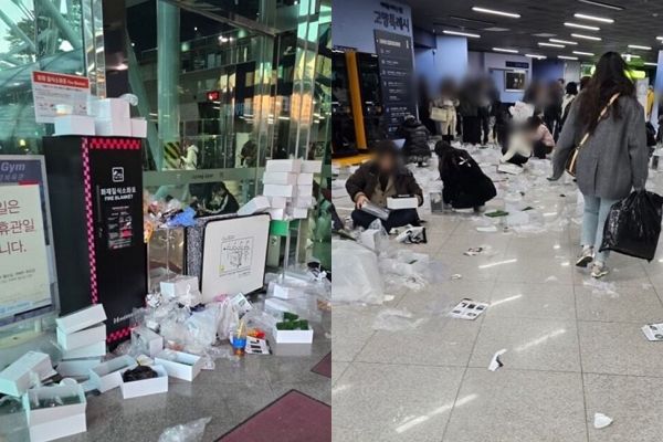 사진은 콘서트가 끝난 뒤 관람객들이 버리고 간 쓰레기. /사진=온라인 커뮤니티 캡처