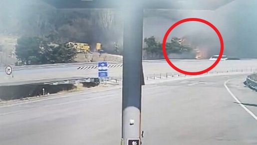 안동 하회마을과 병산서원을 위협했던 안계면 산불 발화 장면이 담긴 CCTV 영상이 공개됐다. 사진은 경북 의성군 안계면 한 과수원에서 불이 번지는 모습. /사진=MBN 방송 캡처