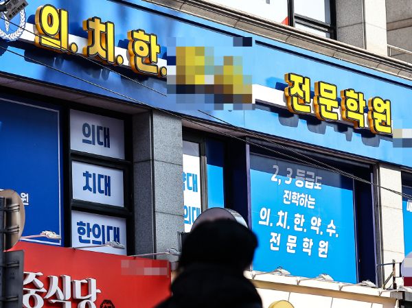 사교육비 총액이 39조 2000억 원으로 역대 최대에 달하는 것으로 나타났다. 사진은 기사의 이해를 돕기 위한 서울 강남구 대치동 학원가에 위치한 의대 입시전문학원 모습. /사진=뉴시스