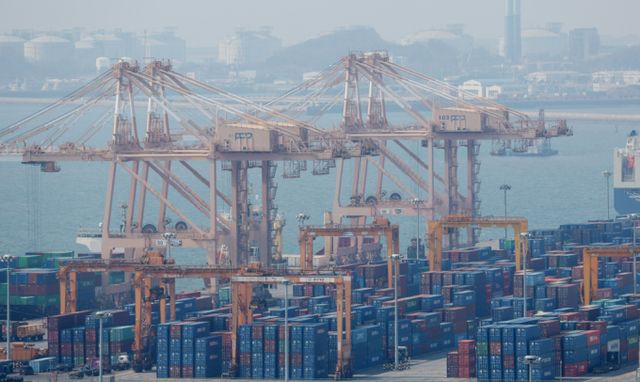 경기 평택시 포승읍 평택항 수출 야적장에 컨테이너들이 쌓여있다. / 사진=뉴스1 김영운 기자