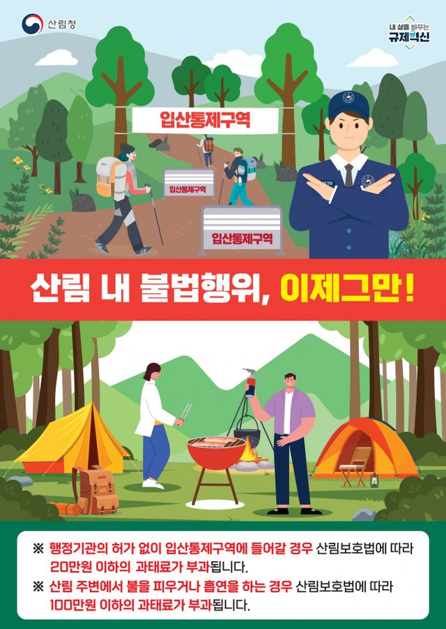 산림청이 '산림 내 불법 행위 집중단속'을 실시한다. /포스터=산림청