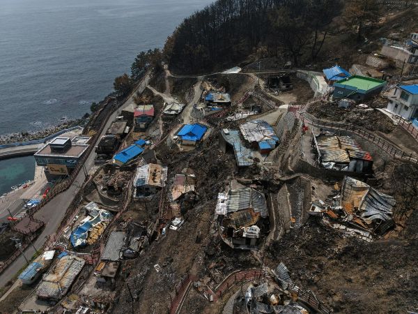 대형 산불로 큰 피해를 입은 경북 일부 지역에서 수상한 전입신고가 급증했다. 사진은 10일 경북 영덕군 영덕읍 석리 어촌마을이 산불에 파괴돼 있는 모습. /사진=뉴시스