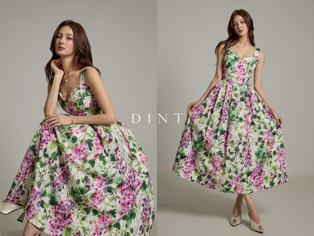  딘트(DINT)가 휴양지 감성을 담은 2025 봄여름(S/S) '서머 프리뷰' 기획전을 선보이며 10일 공식 온라인 스토어에서 라이브 방송을 진행한다. 사진은 D9362 루벤 플라워 원피스. /사진=딘트