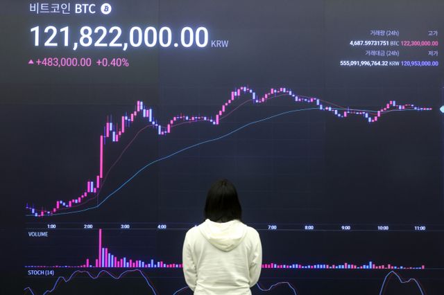  트럼프 대통령의 상호관세 유예 발표에 비트코인이 급등했다. 사진은 10일 서울 강남구 가상자산거래소 업비트 비트코인 시황 전광판. /사진=뉴시스