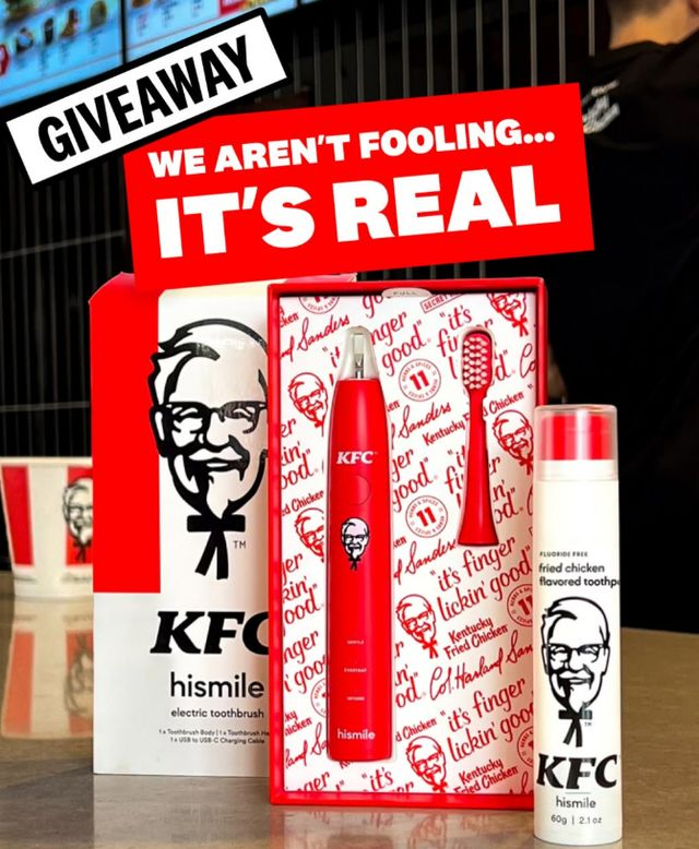 패스트푸드 브랜드 KFC가 치킨맛 치약을 출시했다. 사진은 치약 브랜드 하이스마일이 공개한 치킨맛 치약 제품 모습. /사진=하이스마일 인스타그램 캡처