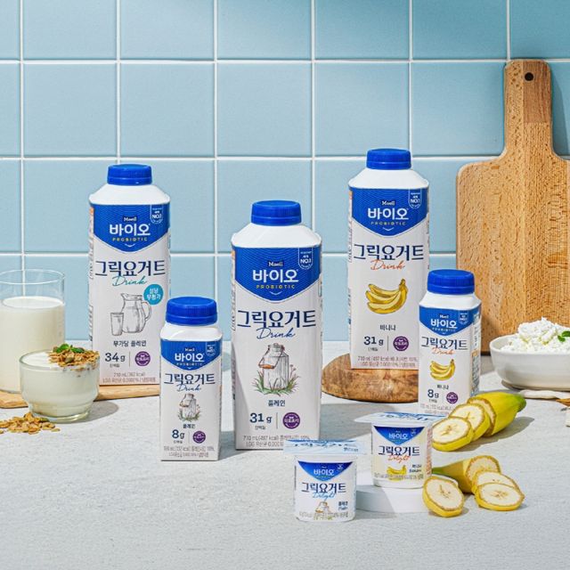 매일 바이오가 마시는 제형으로 당 함량을 줄인 드링크(Drink) 3종과 떠먹는 제형으로 저지방이 특징인 딜라이트(Delight) 2종 등 그릭요거트 신제품을 출시했다. /사진=매일유업