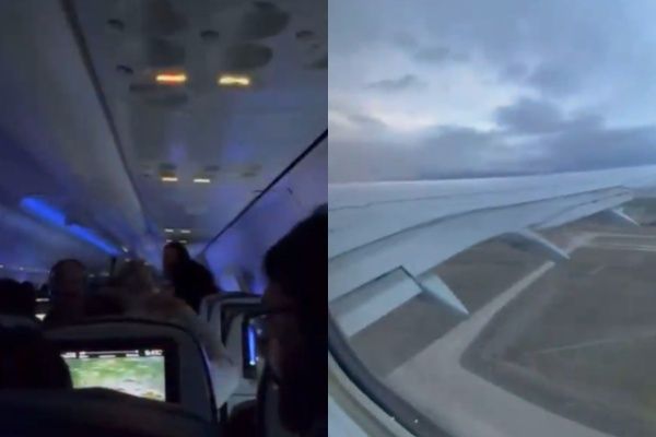 이륙한 여객기 엔진에 토끼가 빨려 들어가 긴급 회항했다. 사진은 화재 발생으로 긴급 회항 중인 여객기의 모습. /사진=미러미디어 홈페이지 캡처