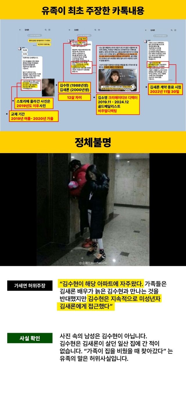 배우 김수현 측이 고 김새론과의 미성년 연애 논란과 관련한 유튜브 가로세로연구소(이하 가세연)의 폭로 사진 영상에 대해 조목조목 반박했다. /사진=엘케이비앤파트너스 제공