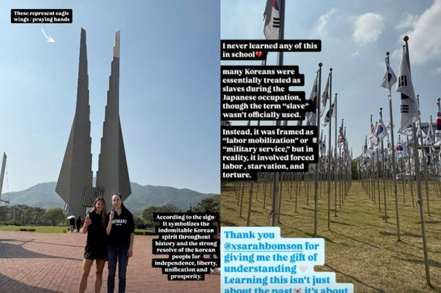 라이언 와이스의 아내 헤일리 브록 와이스가 충남 천안 독립기념관을 방문했다. 사진은 지난 20일 한화 이글스 투수 라이언 와이스의 아내 헤일리 브록 와이스가 올린 인스타그램 게시물. /사진=헤일리 브록 와이스 인스타그램 캡처