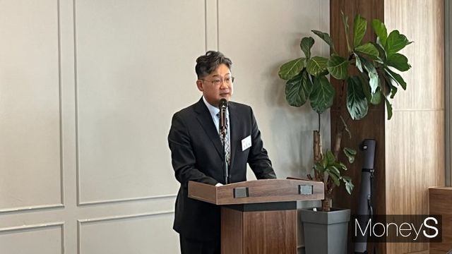 바이오비쥬가 24일 오전 11시 30분 서울 여의도 CCMM빌딩에서 IPO 기자간담회를 개최했다. 양준호 바이오비쥬 대표가 인사말을 하고 있다. /사진=곽선우 기자