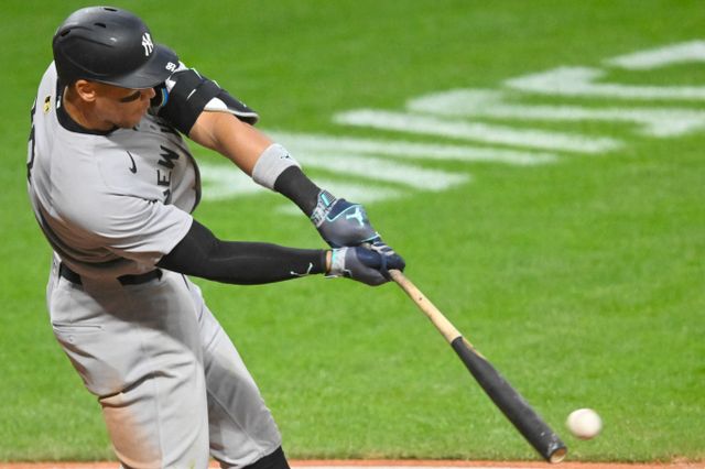 애런 저지가 벌티히트를 기록하며 4할 타율을 유지했다. 사진은 2025시즌 뉴욕 양키스에서 활약 중인 애런 저지의 모습. /사진=로이터