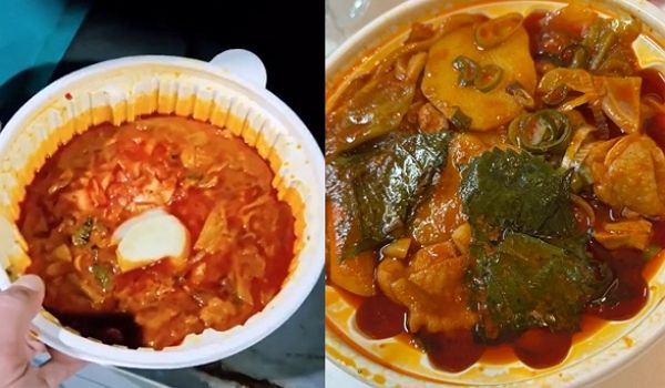 곱도리탕에서 곱창과 고기를 골라 먹고 환불을 요구한 손님 때문에 골머리를 앓는다는 자영업자 사연이 전해졌다. 사진은 손님이 환불을 요청한 곱도리탕과(왼쪽) 다른 손님이 리뷰에 게재한 곱도리탕 모습. /사진=자영업자 커뮤니티 '아프니까사장이다' 캡처