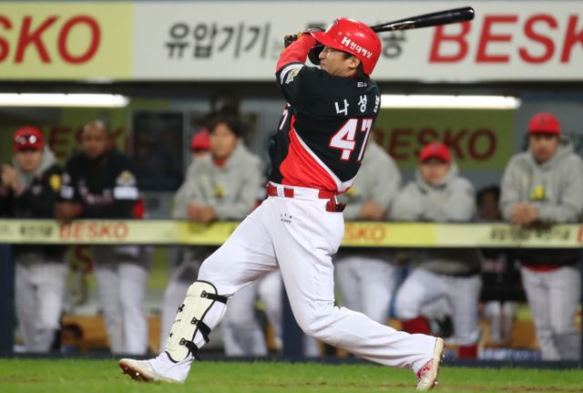 기아 타이거즈 나성범이 종아리 부상으로 엔트리에서 제외됐다./사진=뉴스1