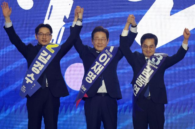 사진은 지난 27일 왼쪽부터 김경수, 이재명, 김동연 후보. /사진=뉴시스