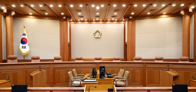 사진은 윤석열 대통령에 대한 헌법재판소의 탄핵 심판 선고일을 하루 앞둔 3일 서울 종로구 헌법재판소 대심판정 모습. /사진=공동취재단