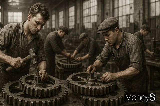 산업화 시대 육체 노동을 바탕으로 움직이는 모방 경제는 고생하는 노동의 표본이었다. /그래픽=김은옥 기자(챗GPT)