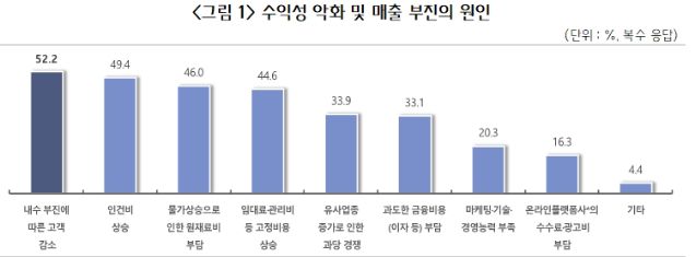 수익성 악화 및 매출 부진의 원인 표./출처=중소기업중앙회 