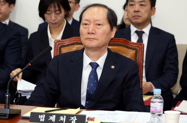 헌법재판관 후보자로 지명된 이완규 법제처장이 국회 법제사법위원회 전체 회의에 출석해 국민의힘 당적 보유 이력이 없다고 주장했다. /사진=뉴시스 