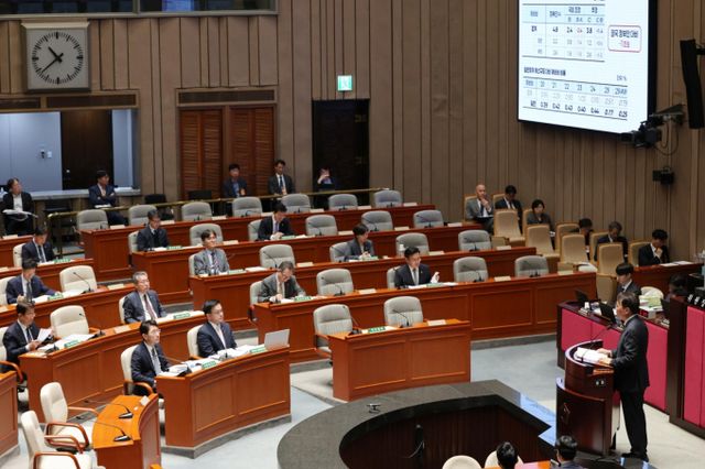 여야가 당초 정부안인 12조2000억원보다 증액된 13조8000억원 규모의 추가경정예산(추경)안에 1일 최종 합의했다. 사진은 지난 29일 오전 서울 여의도 국회에서 열린 예산결산특별위원회 전체회의에서 2025년도 제1회 추가경정예산안에 대한 종합정책질의가 진행되는 모습. /사진=뉴시스 