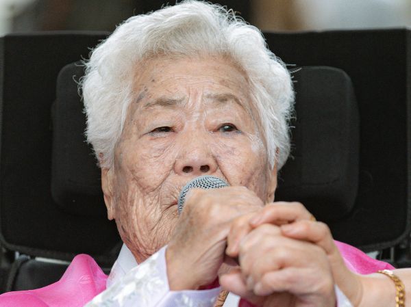 일본군 위안부 피해자 이옥선 할머니가 별세했다. 사진은 2023년 8월12일 경기도 광주 나눔의집에서 열린 '일본군 위안부 피해자 기림의 날' 기념식에서 발언하는 이옥선 할머니. /사진=뉴스1