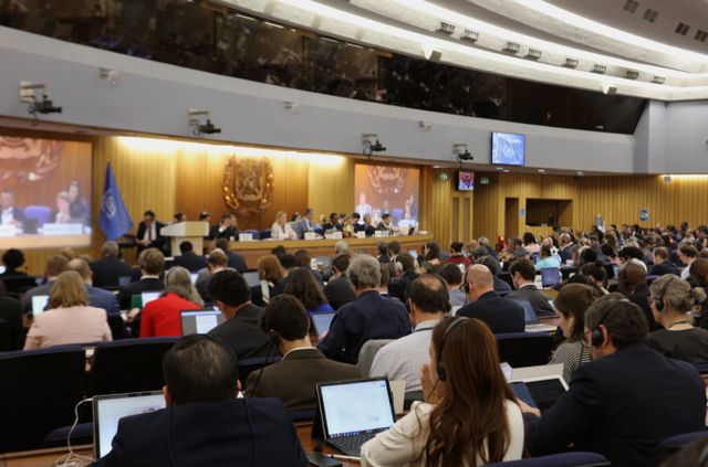 GS칼텍스가 해양수산부 및 한국선급과 국제해사기구(IMO)의 규정 개정에 기여했다. 사진은 지난달 지난달 7일부터 11일까지 개최된 제83차 해양환경보호위원회(MEPC) 회의 모습. /사진=GS칼텍스