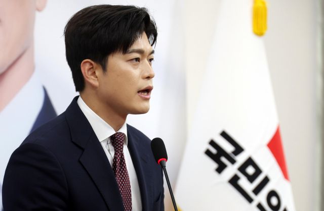 김용태 국민의힘 비상대책위원장이 15일 오후 서울 여의도 국회에서 열린 취임 기자간담회에서 발언을 하고 있다. /사진=뉴시스