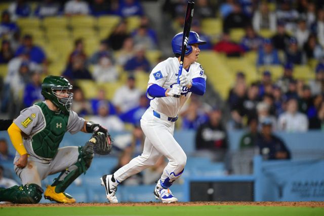 LA다저스 김혜성이 빅리그 데뷔 첫 홈런포를 쏘아 올렸다. 사진은 2025시즌 LA다저스에서 활약 중인 김헤성의 모습. /사진=로이터