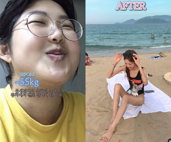 인플루언서 최준희가 데이트폭력을 당했다고 털어놨다. 사진은 최준희가 공유한 다이어트 전후 비교 사진. /사진=최준희 인스타그램 캡처