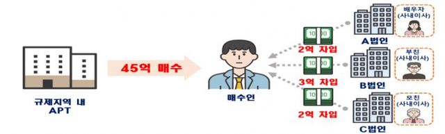 서울 주택 이상거래 합동 기획조사에서 주택 이상거래 정황이 잇따라 적발됐다. 그림은 법인자금 유용 의심 사례/자료 제공=국토교통부