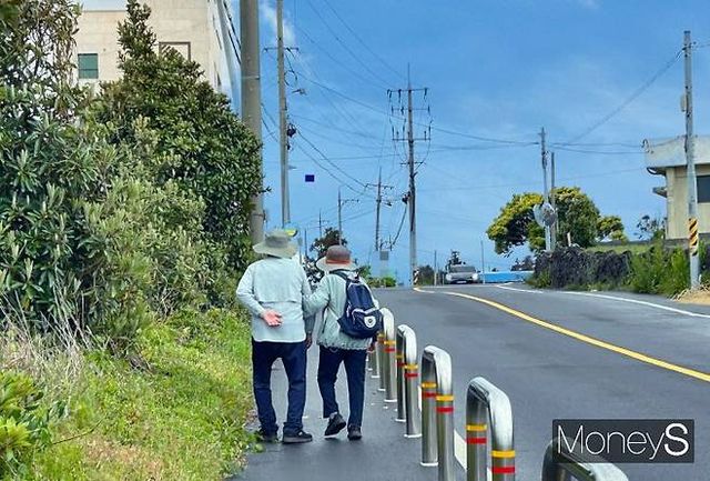 남편이 치매에 걸린 뒤부터 치매 환자의 10명 중 6명이 겪는다는 '배회' 증상을 보인 탓에 아내 정희씨는 잠자는 시간, 밥 먹는 시간을 빼면 온종일 남편을 따라다니기 바쁘다. 사진은 지난 4일 정수씨와 정희씨가 동네를 산책하는 모습. /사진=김성아 기자 