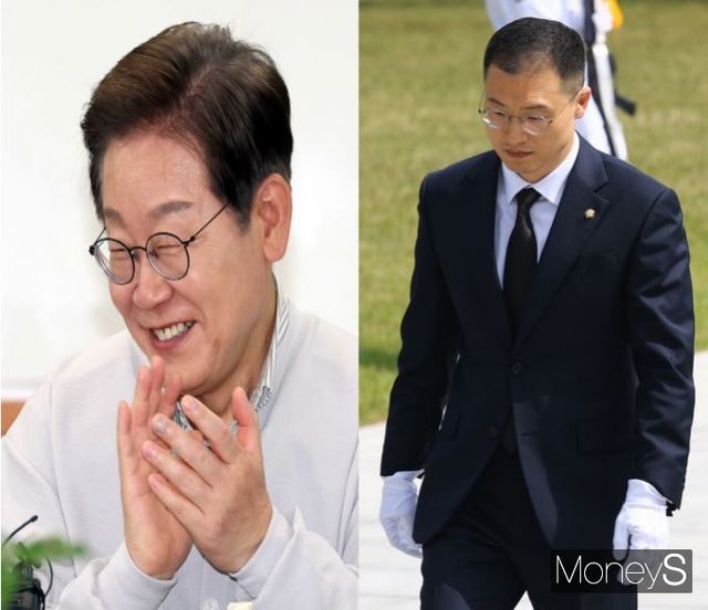 이재명 더불어민주당 대선 후보가 국민의힘을 탈당한 김상욱 의원에 대해 "원칙을 지키고 국민 입장에서 판단하고 행동하는 정치인들은 흔하지 않고 귀한 존재들"이라고 평가하며 조만간 만나겠다는 의향을 전했다. 사진은 이재명 더불어민주당 대선 후보(왼쪽)와 김상욱 의원의 모습. /사진=뉴시스