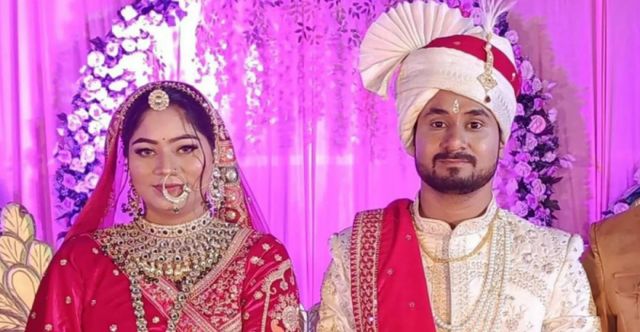 인도에서 한 신부가 신혼여행 중 남편을 청부살해했다며 경찰에 자수했다. 사진은 신부 소남 라구반시(왼쪽)와 남편 라자의 모습. /사진=BBC 홈페이지 캡처