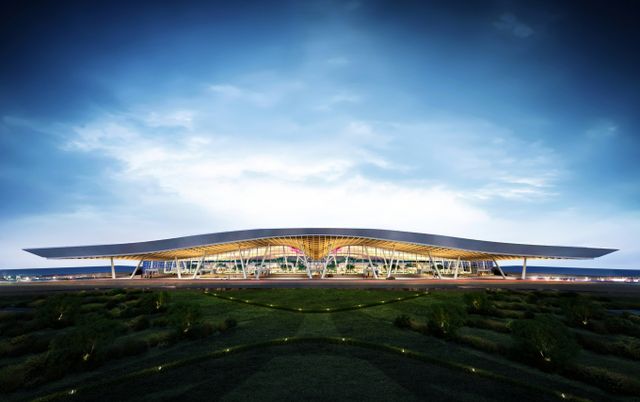 새 정부가 출범하며 국토부가 공사 조건을 변경시 삼성물산과 GS건설 등 대형사가 추가로 참여할 가능성도 점쳐진다. 사진은 가덕도신공항 여객터미널 투시도. /사진=가덕도신공항건설공단