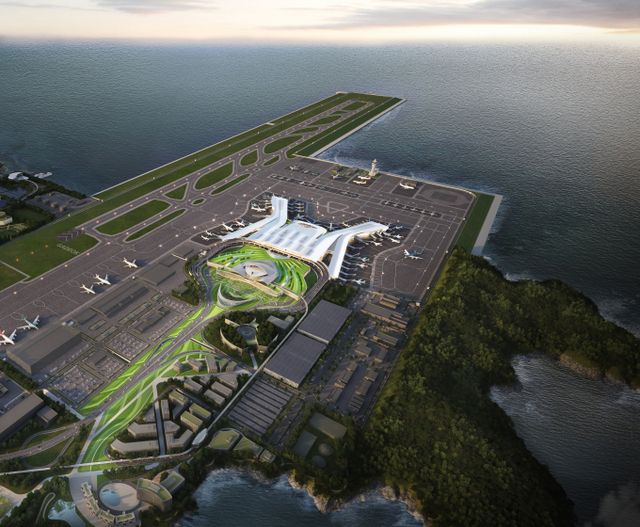 부산 가덕도신공항 사업에서 현대건설이 전면 철수한 가운데 지분 2위인 대우건설이 사업 주도권을 넘겨받을 수 있다는 전망이 우세하다. 사진은 가덕도신공항 여객터미널 조감도. /사진=가덕도신공항건설공단