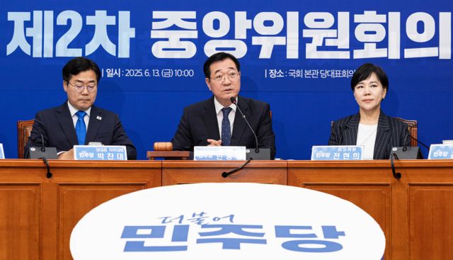 더불어민주당이 13일 중앙위원회의를 통해 당 대표 결선투표제 도입 등의 내용을 담은 당헌 개정안을 의결했다. 사진은 이날 오전 중앙위원회의에 참석한 민홍철 더불어민주당 중앙위원회 의장. /사진=뉴스1