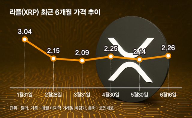 사진은 XRP 최근 6개월 가격 추이. /사진=김은옥 기자