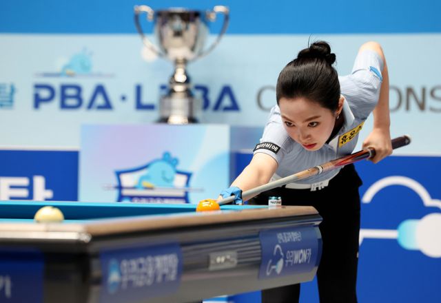 LPBA 첫 결승 무대에서 고배를 마신 차유람이 아쉬움과 포부를 밝혔다. 사진은 지난 22일 경기 고양 킨텍스 PBA스타디움에서 열린 우리금융캐피탈 PBA-LPBA 챔피언십 2025 결승전에 나선 차유람의 모습. /사진=프로당구협회(PBA) 제공