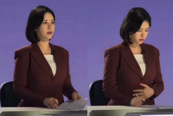  JTBC '뉴스룸'을 진행하는 한민용 앵커가 임신했다. 사진은 한 앵커가 앵커석에서 뉴스를 준비하는 모습. /사진=한민용 인스타그램 캡처