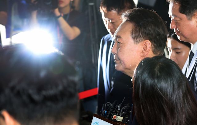 사진은 28일 오전 서울 서초구 서울고검에 출석한 윤석열 전 대통령. /사진=뉴스1(공동취재사진)