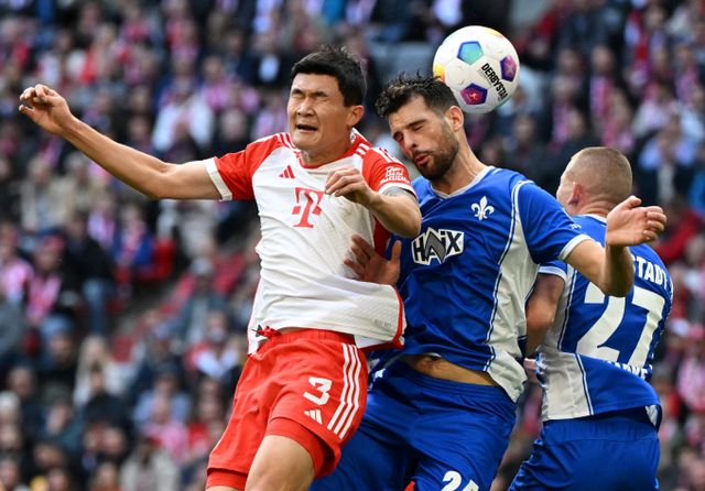 김민재의 거취를 둘러싼 보도가 잇따르고 있다. 사진은 2023-24시즌 바이에른 뮌헨에서 활약한 김민재의 모습. /사진=로이터