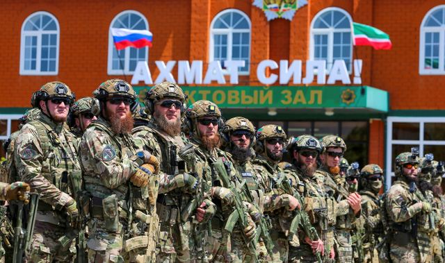 압티 알라우디노프 사령관이 체첸 공화국 아흐마트 특수부대에 한국인이 포함됐다고 발언했다. 사진은 지난해 6월29일 아흐마트 특수부대원들의 모습. /사진=로이터 