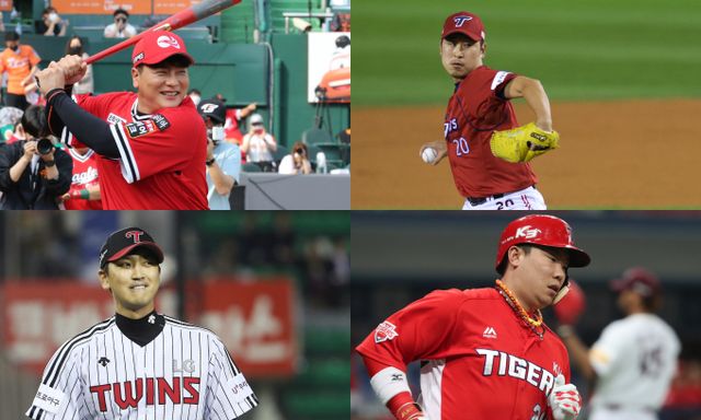 JTBC 야구 예능 '최강야구'가 새 시즌을 함께할 선수 명단을 공개했다. 사진은 '최강야구'에 합류한 김태균과 윤석민, 나지완, 심수창(왼쪽 위부터 시계방향)의 현역 시절 모습. /사진=뉴스1