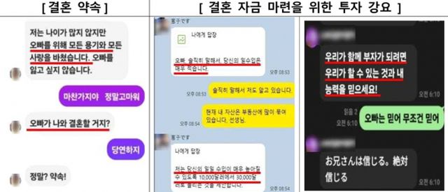 사진은 금융감독원이 제시한 로맨스 스캠 코인 사기 예시. /사진=금융감독원 