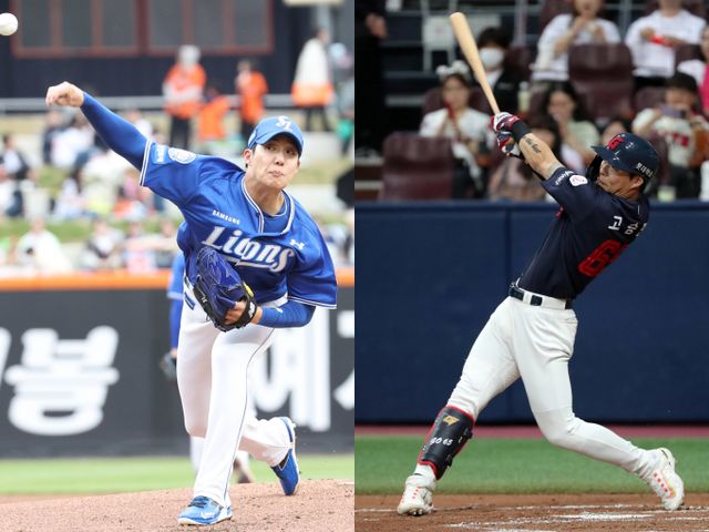 한국야구위원회가 부상으로 올스타전 명단에 낙마한 원태인과 고승민의 대체자로 박세웅과 류지혁을 발탁했다. 사진은 삼성 라이온즈에서 활약 중인 원태인(왼쪽)과 롯데 자이언츠에서 활약 중인 고승민의 모습. /사진=뉴스1 