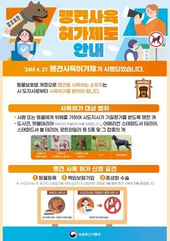 맹견사육허가제 안내 포스터